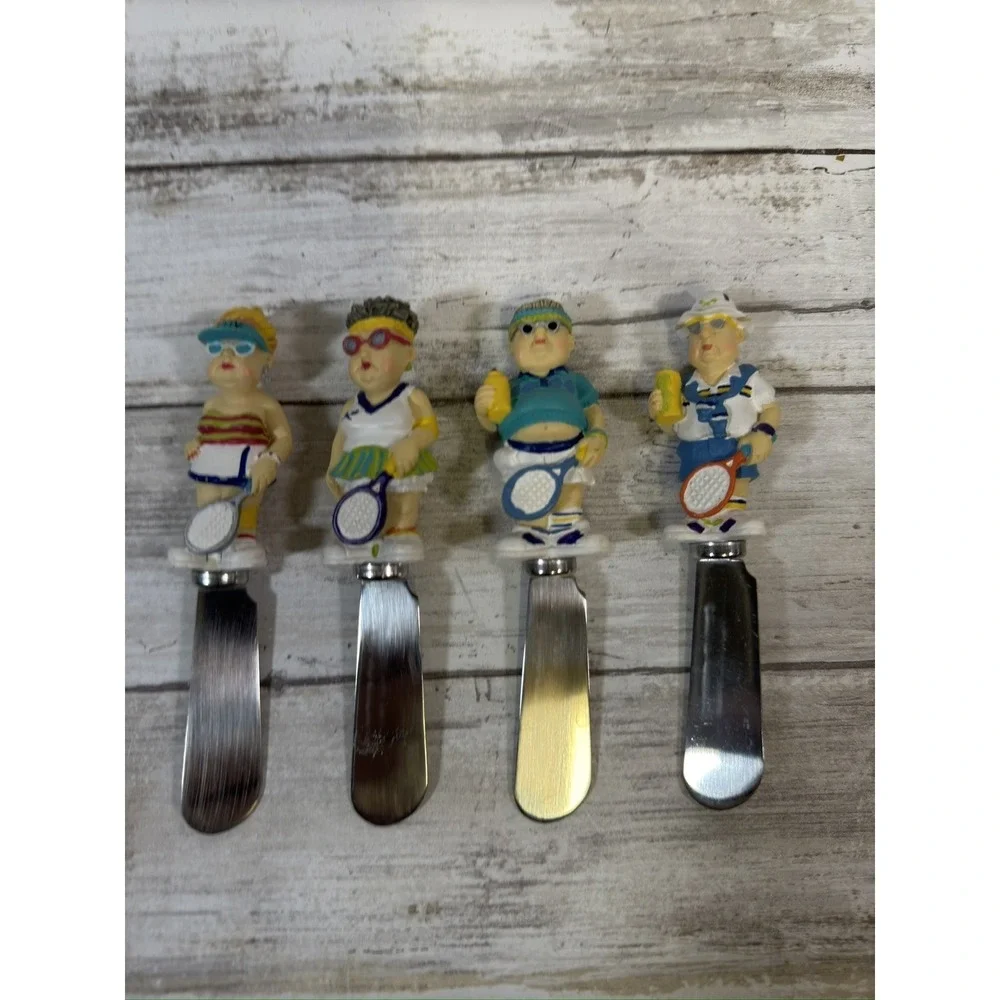 Boston Warehouse Old Man & Woman Tennis Folk‎ Spreaders Lot of 4